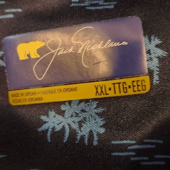 Jack Nicklaus Blue on Blue Palm Tee Print Golf Pool Shirt XXL (4644) - Picture 4 of 4